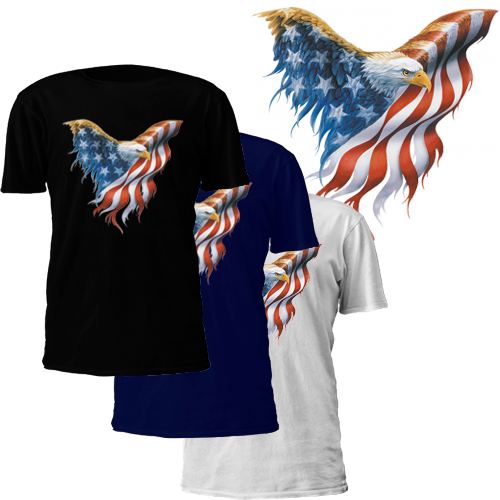 American Flag Eagle T-shirt - American Eagle Flag Png (500x500), Png Download