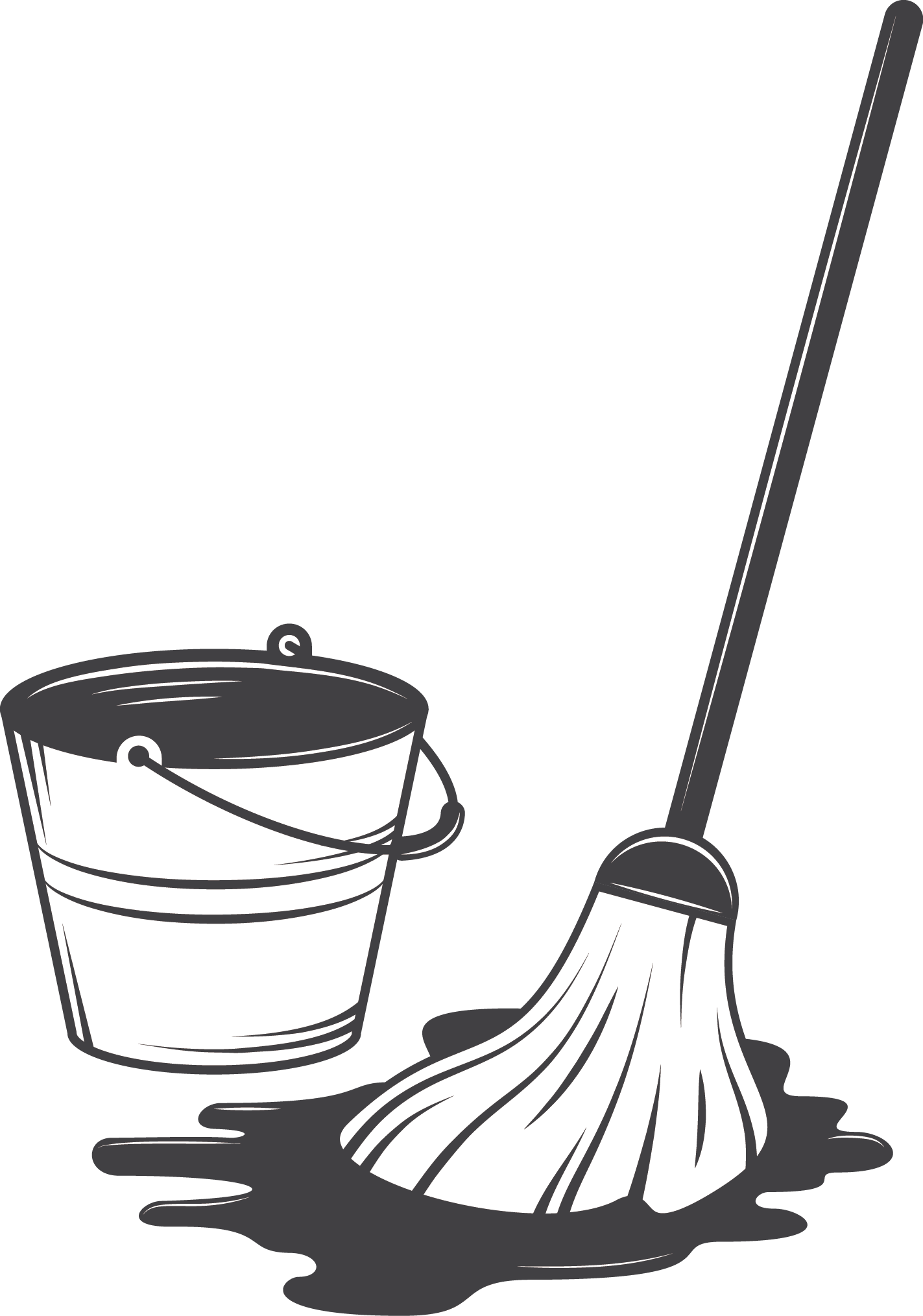 Cleaning Tool Illustration - Cleaning Black And White Floor Mop (1423x2029), Png Download