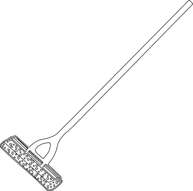 Mop Bucket Cart Line Art Coloring Book - Wiper Clipart Black And White (758x750), Png Download