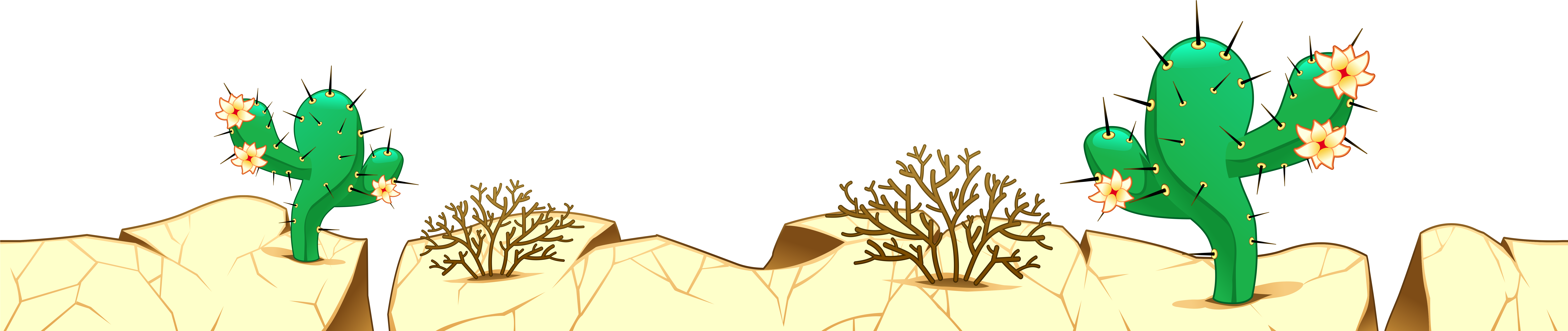 Desert With Cactuses Png Picture - Desert Clip Art Png (9479x2192), Png Download