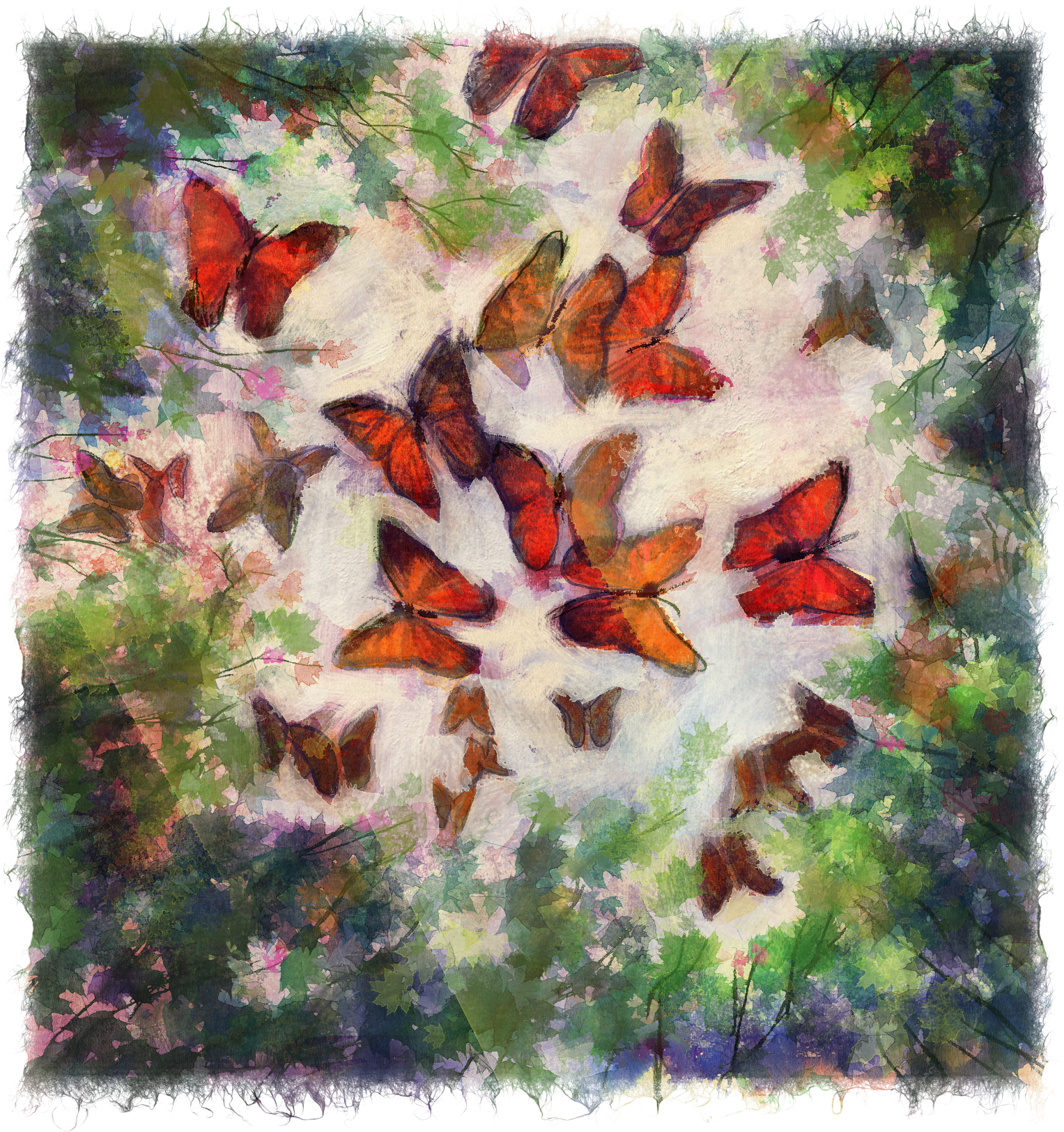Butterflies (1527x1624), Png Download