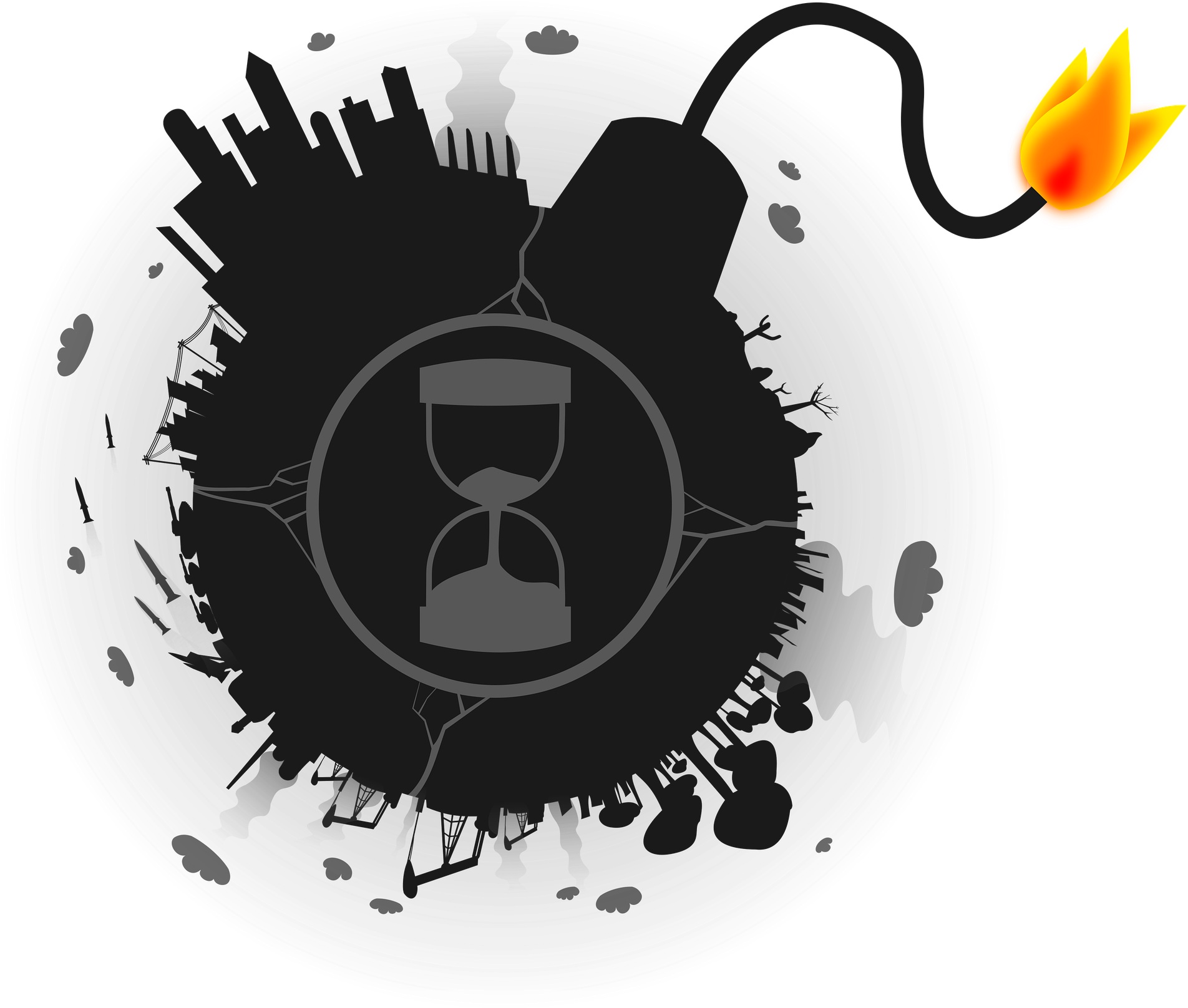 Debt Bomb Globe - Bomb (460x422), Png Download