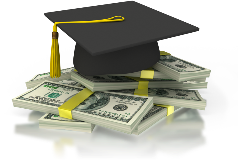 Graduation Cap Sitting On A Stack Of United States - College Scholarship (800x550), Png Download