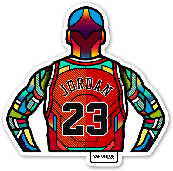 Jordan Stickers - Psychedelic Art Michael Jordan (600x592), Png Download
