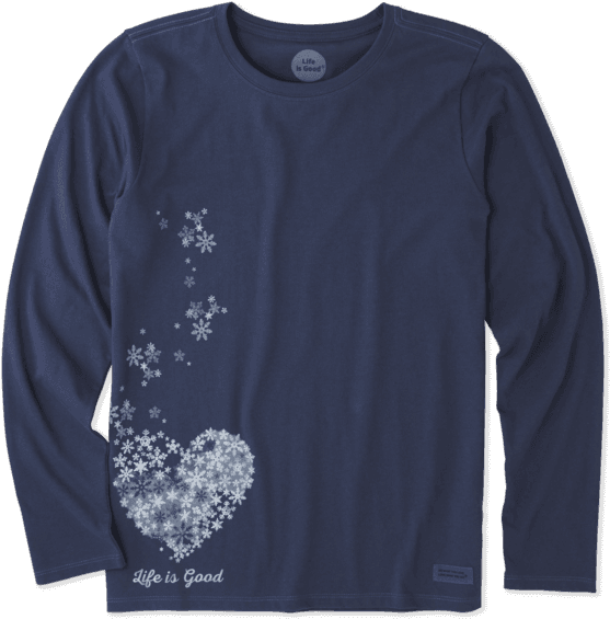 Women's Floating Hearts Long Sleeve Crusher Tee - Long-sleeved T-shirt (570x570), Png Download
