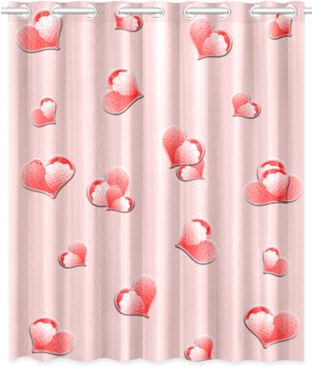 Floating Hearts New Window Curtain 52" X - Pink M (500x500), Png Download