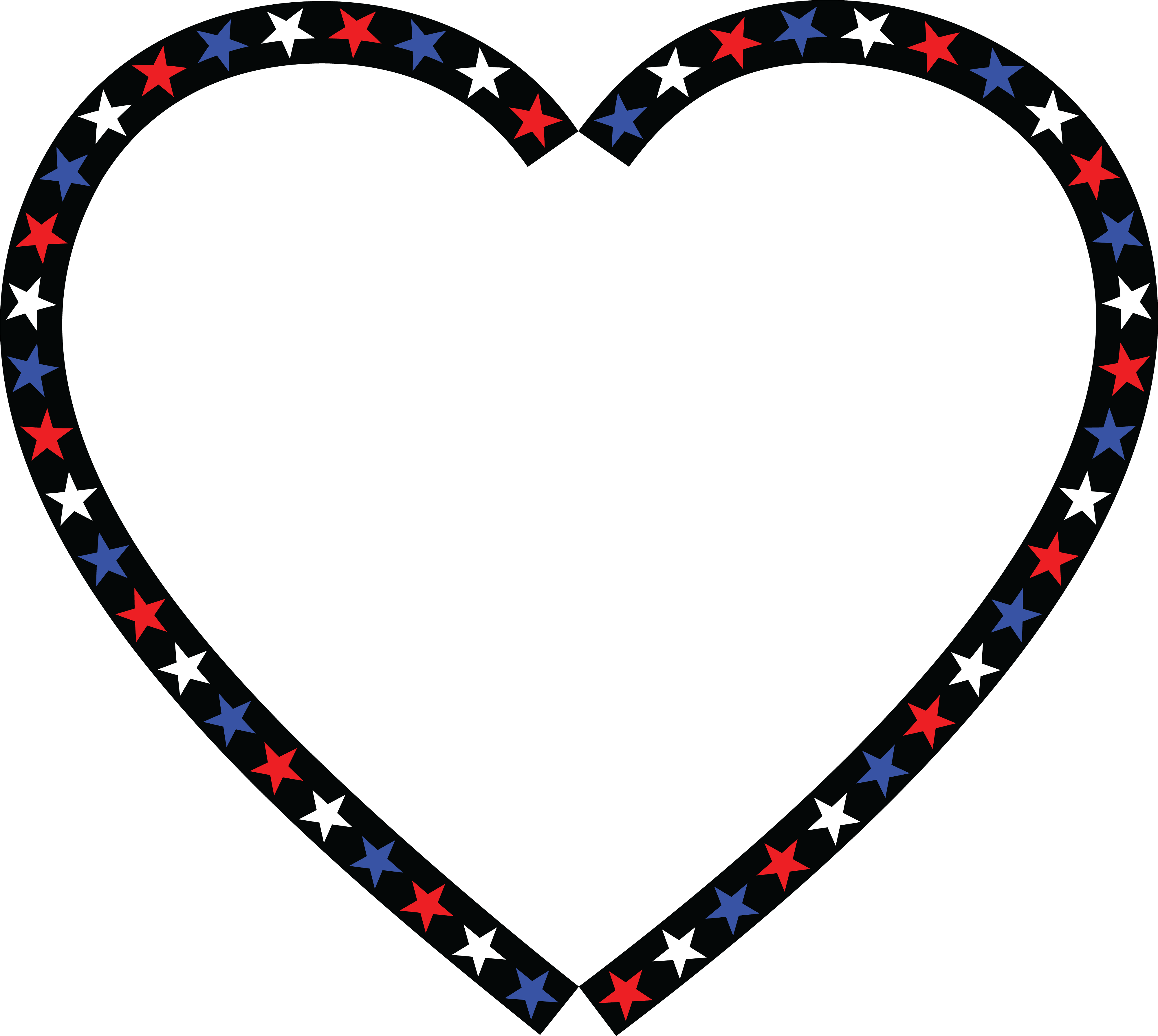 Free Clipart Of A Patriotic American Star Patterned - Red White Blue Heart (4000x3579), Png Download