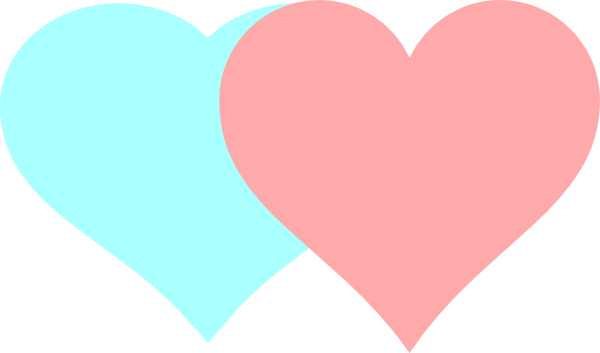 Joined Hearts Pink And Blue Clipart For Your App - Blue And Pink Heart Clipart (600x353), Png Download
