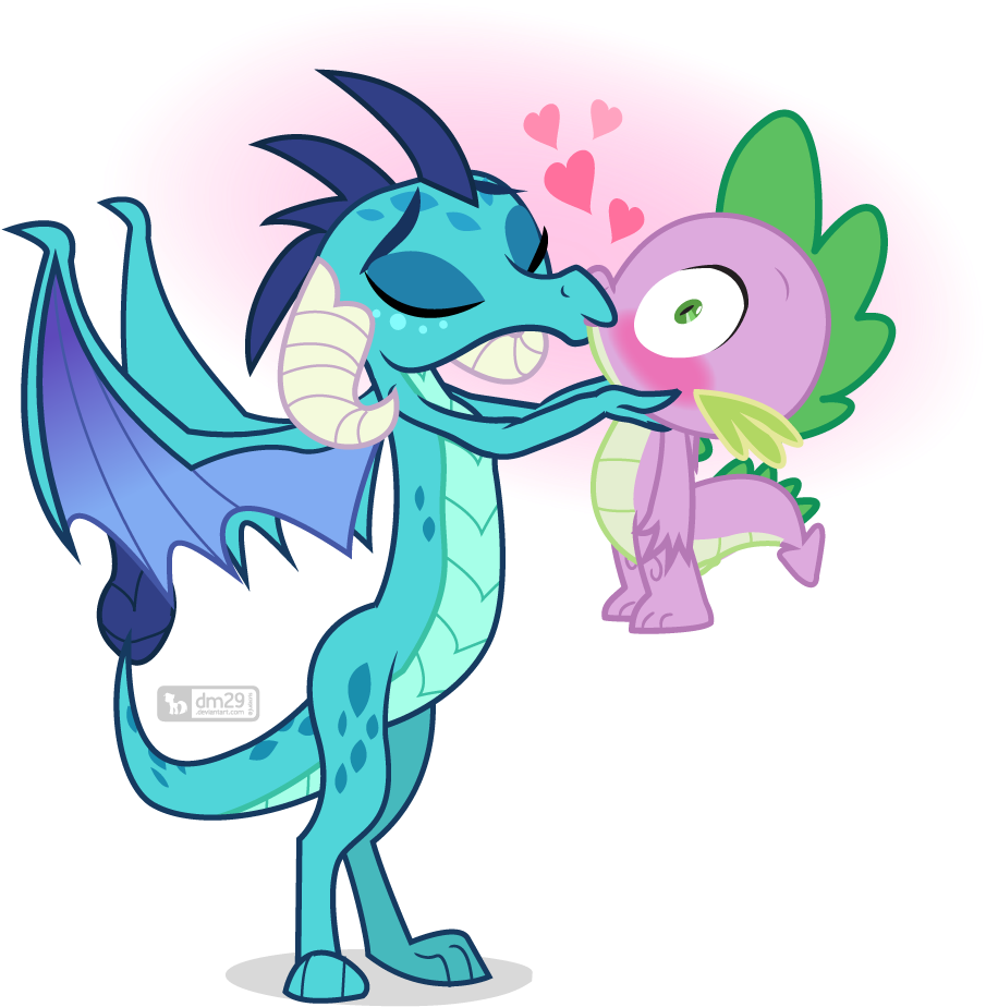 Dm29, Blushing, Dragon, Dragon Lord Ember, Emberspike, - Spike And Ember Kiss (1000x1000), Png Download