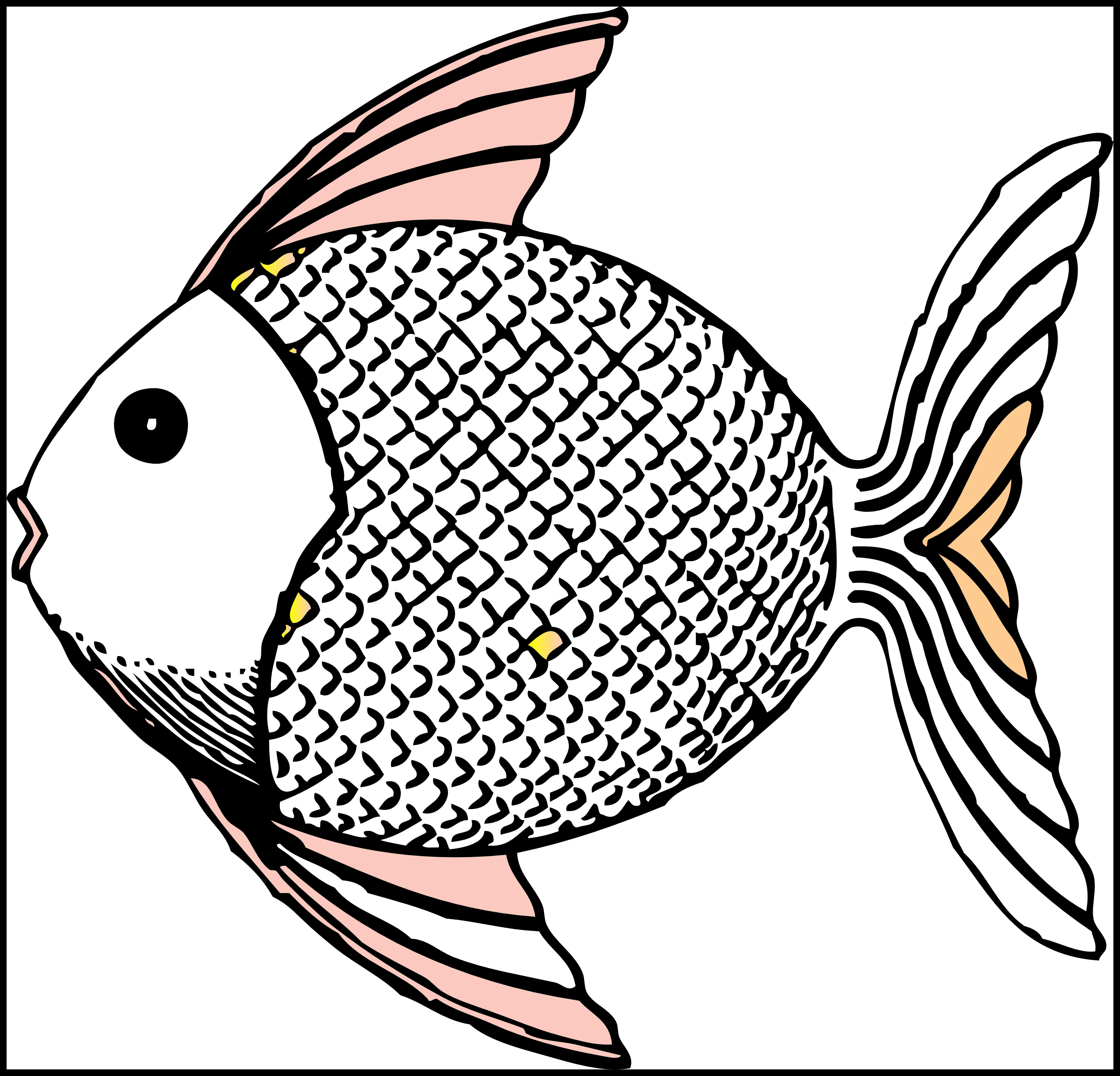 Fishbowl Clipart Black And White - Scaly Fish Clipart Black And White (2585x2483), Png Download