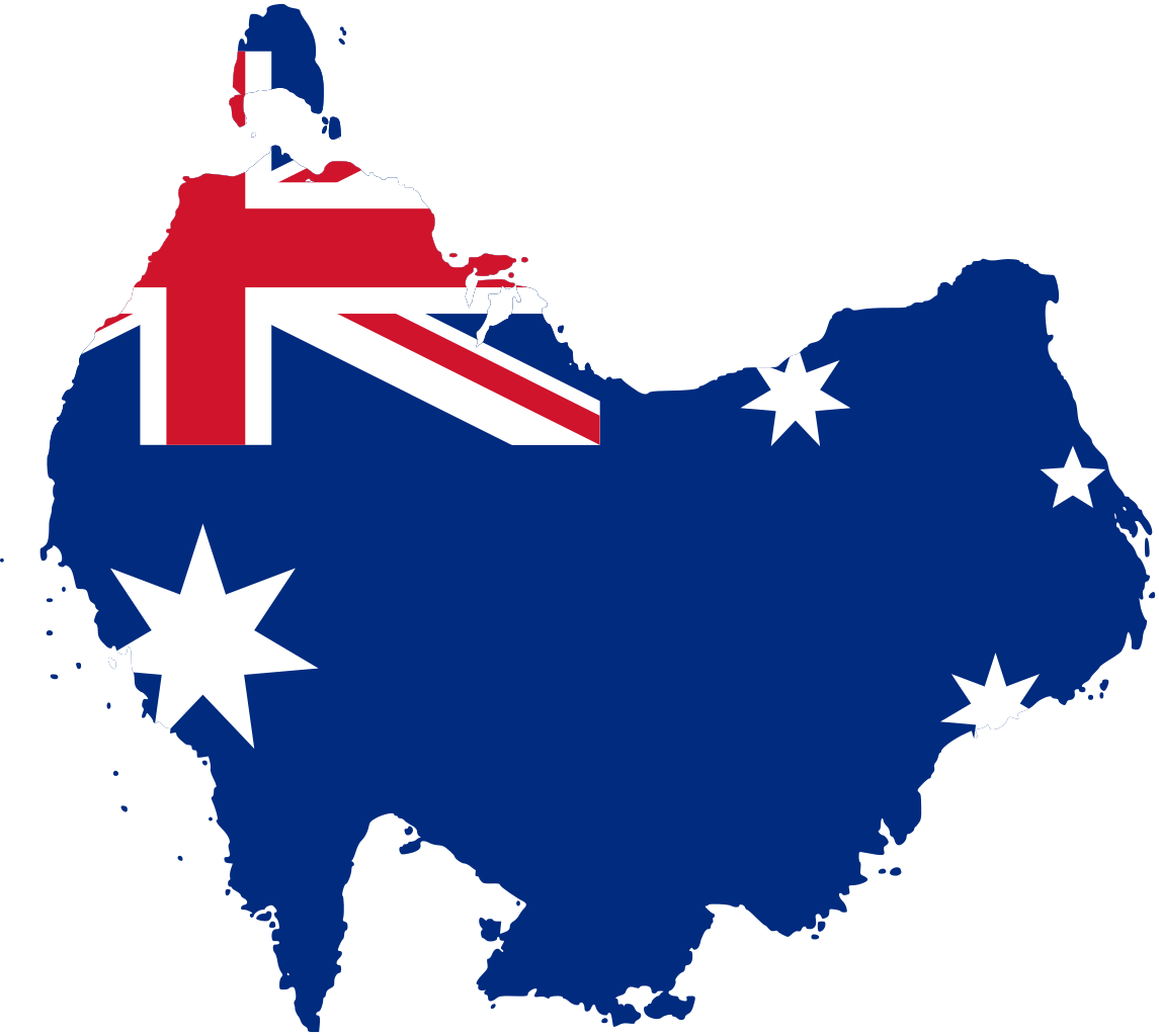 Australia Flag-map South At Top - Australia Flag Map Vector (1145x1024), Png Download