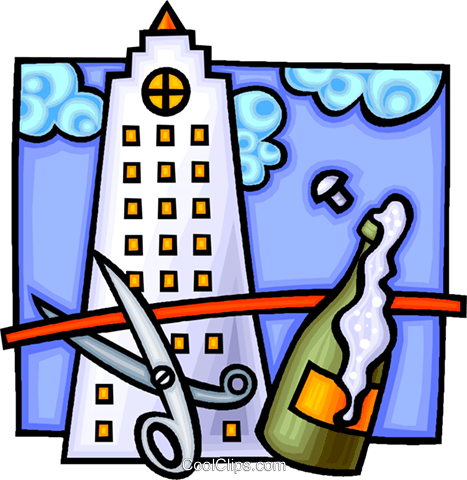 Cutting The Ribbon On The New Building Royalty Free - New Building Clipart (467x480), Png Download