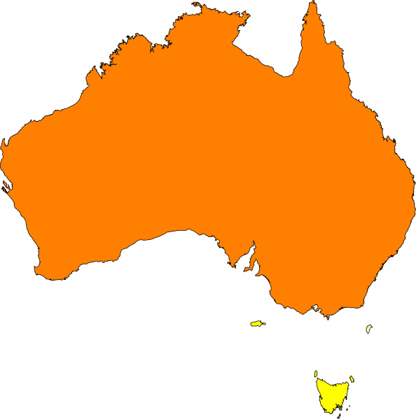 Australia Map Orange Clip Art At Clipartimage - Clipart Australia Map (594x599), Png Download