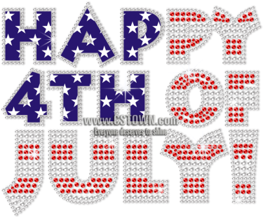 Crystal Happy 4th Of July Bling Heat Transfer - Holiday (450x450), Png Download
