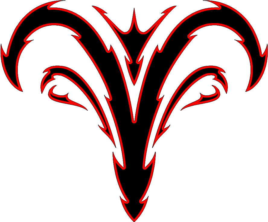 Red And Black Tribal Aries Zodiac Sign Tattoo Design - Aries Zodiac Symbol (892x747), Png Download