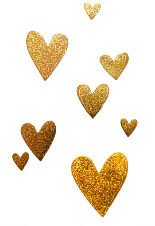 8 Gold Hearts - Gold Glitter Heart Png (480x480), Png Download