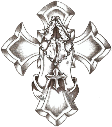 Tattoos Drawings Of Crosses High Quality Photos And - Manos Rezando Diseños (400x441), Png Download