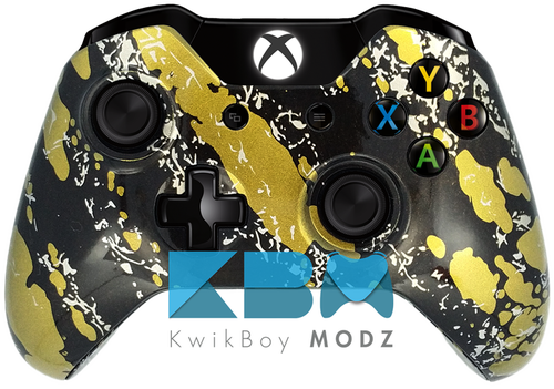 Custom Gold Splatter Xbox One Controller - Kwikboy Modz (500x351), Png Download