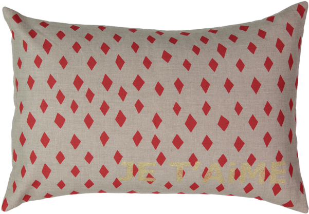 Je T'aime Carte Cushion With Red Diamond In Coconut - Atsuyo Et Akiko Je T'aime Carte Cushion / Diamond (600x600), Png Download