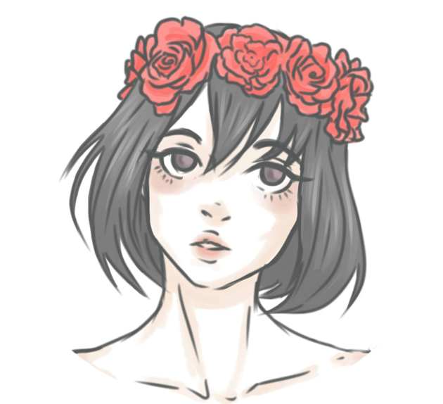 Aesthetic Flower Crown Icon Ayano On Deviantart Png - Anime Drawing (647x591), Png Download