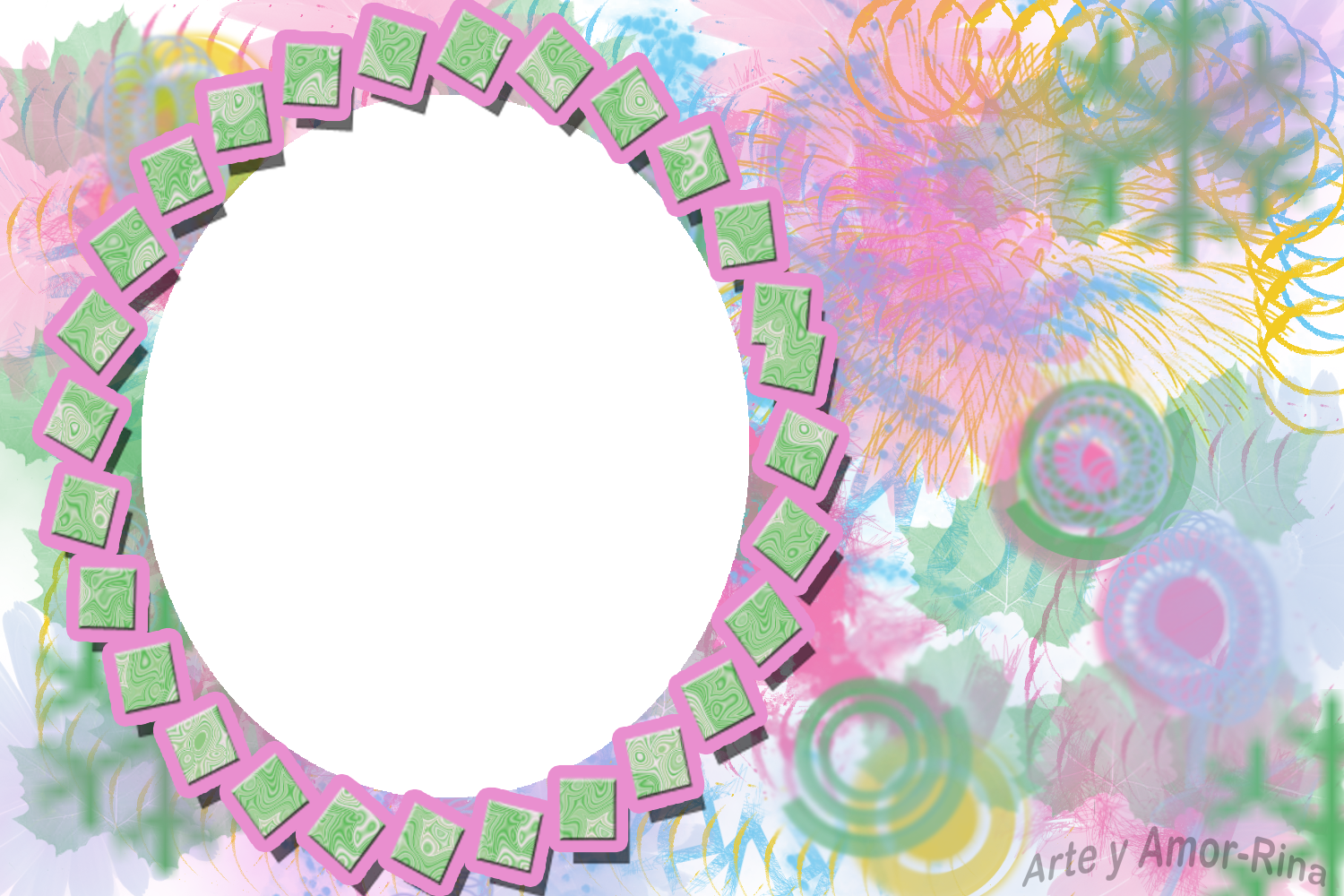 Este Marco Para Fotos Lo Hice Usando La Técnica Del - Circle (1500x1000), Png Download