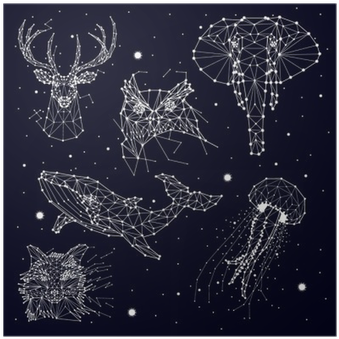 Set Of Constellation , Elephant, Owl, Deer, Whales - Creative Vector Deer Dots Stars (400x400), Png Download