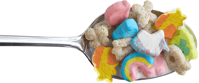 Spoonful Of Original Lucky Charms - Spoon Of Lucky Charms (663x279), Png Download