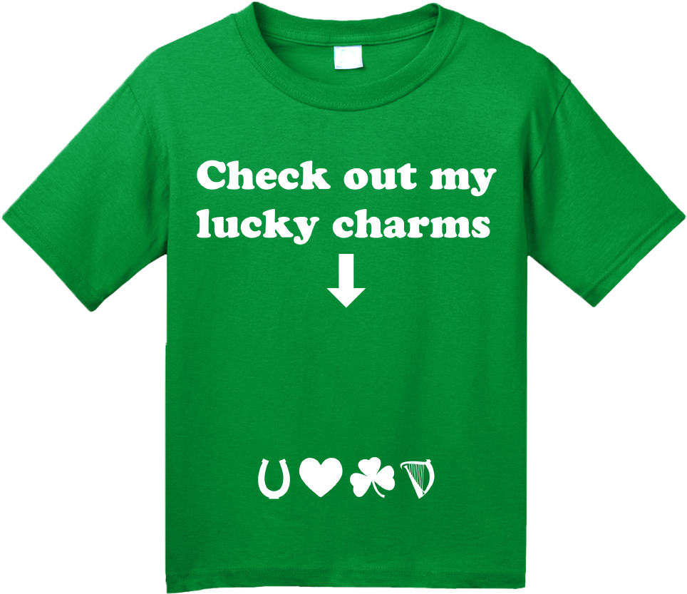 Download Youth Green Check Out My Lucky Charms Love My Jack Russell PNG Image with No