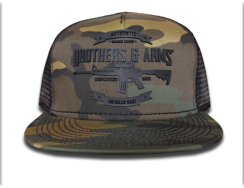 Black Camo Trucker Cap Front Shadow (1000x1000), Png Download