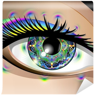 Hypnotic Psychedelic Mandala Eye Occhio Mandala Vector - Mandala Psychedelic Art Design Laptop Sleeve - 13" (400x400), Png Download