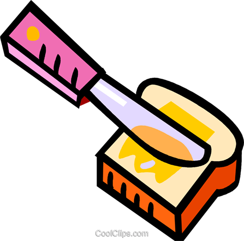Bread Slice With Butter Knife Royalty Free Vector Clip - Butter With Bread Png (480x474), Png Download