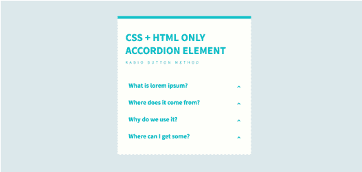 Com Css Html Only Accordion Radio Button Method - Html And Css Only Accordion (800x250), Png Download
