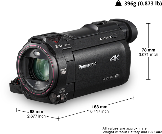 4k Ultra Hd Camcorder Hc-vxf990 - Panasonic Hc-vxf990 4k Camcorder Camera (561x455), Png Download