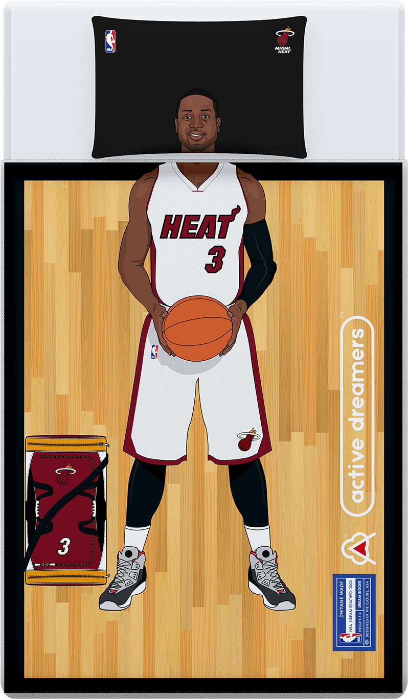 Dwyane Wade Reversible Blanket & Pillow Case Set - Miami Heat (1000x1445), Png Download