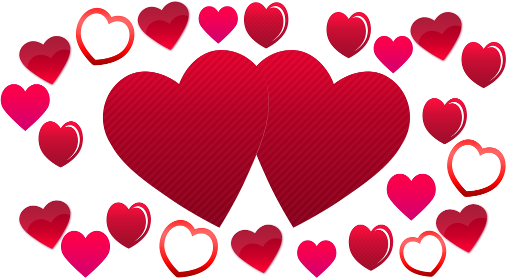 Two Hearts Background Plenty Of Love Hearts Png « Free - Two Love Heart (1024x576), Png Download