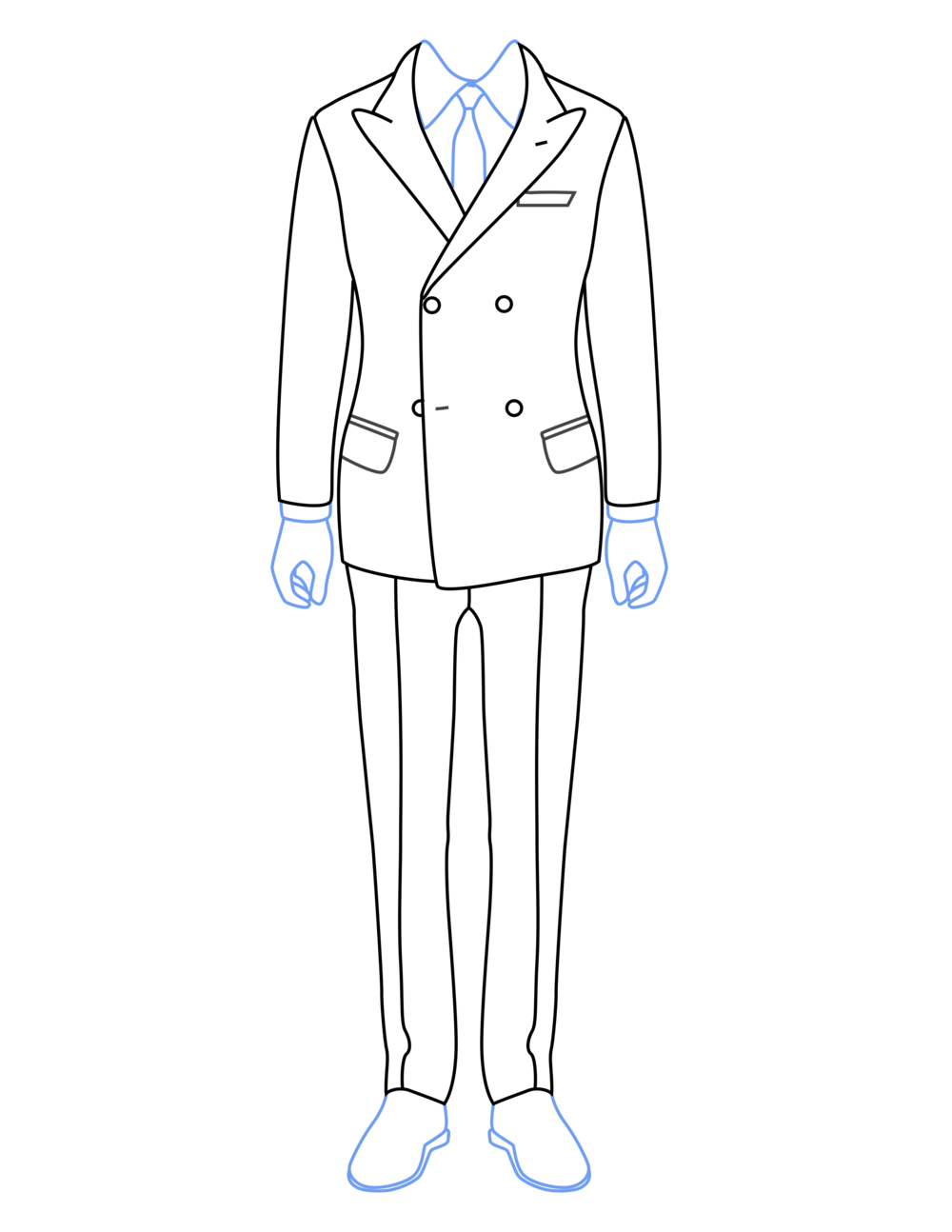 Download Template Clipart Suit Jacket Sketch Suit Clothing - Suit ...