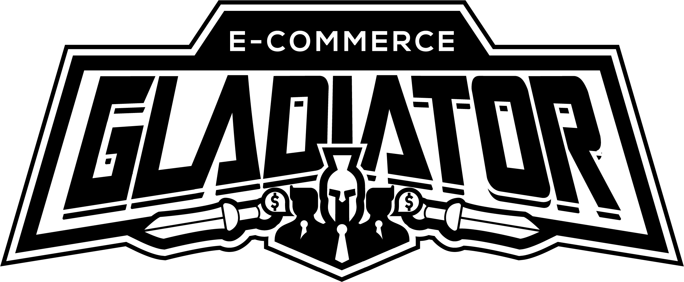 Ecommerce Gladiator Full Black And White - Vevey (2500x1201), Png Download