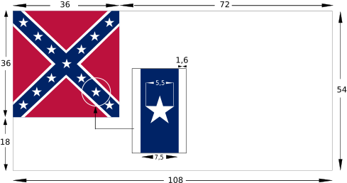 Construcción De La Segunda Bandera[editar] - Confederate Flag Vs Tennessee Flag (500x280), Png Download