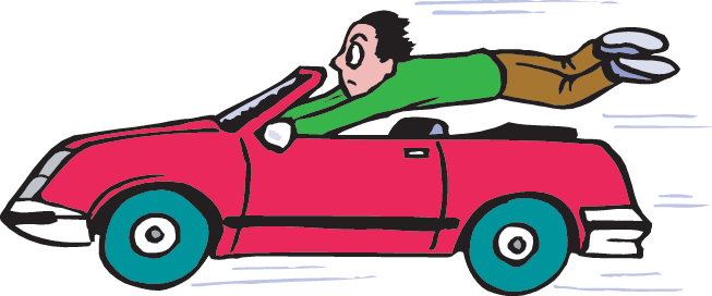 If An Object Turns A Corner, It Changes Its Velocity - Driving Too Fast Cartoon (653x272), Png Download