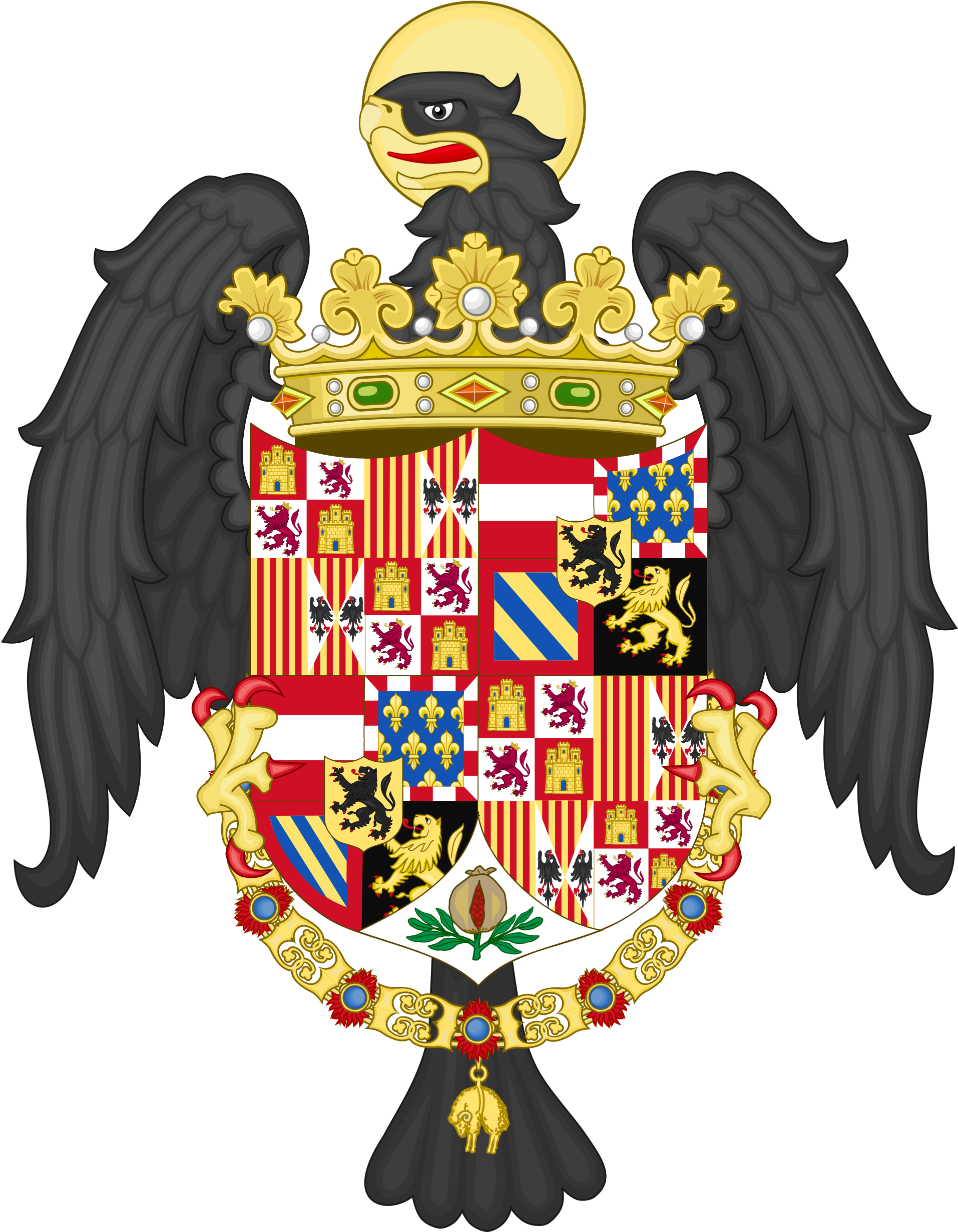 Open - Coat Of Arms Of Ferdinand And Isabella (2000x2493), Png Download