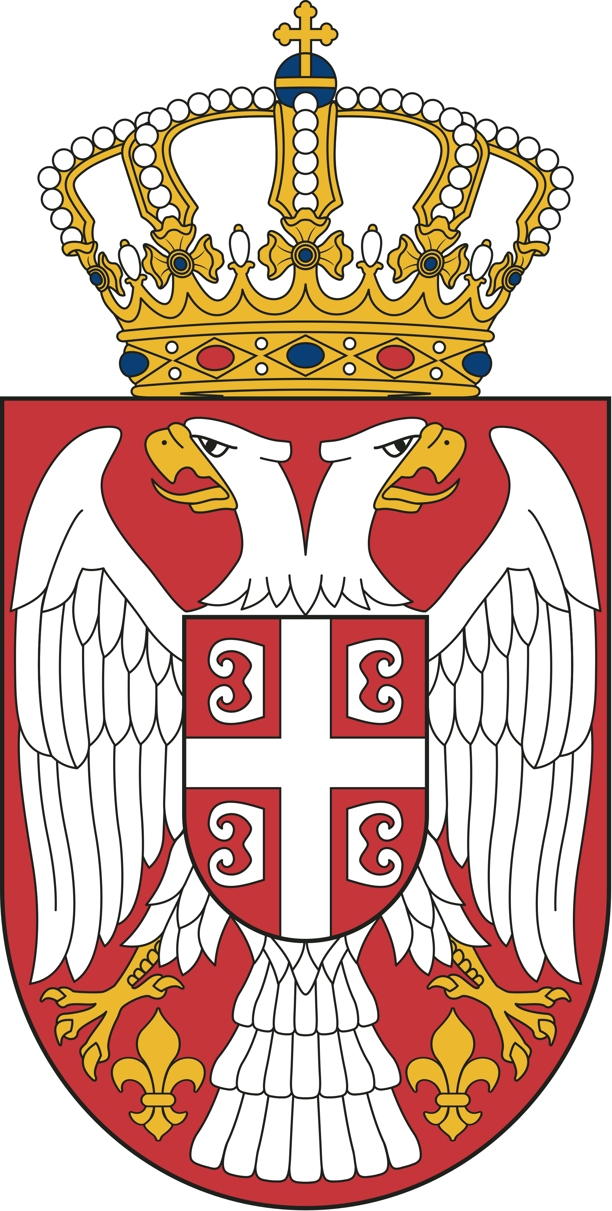 Coat Of Arms Of Serbia Small - Serbia Symbol (2000x3955), Png Download