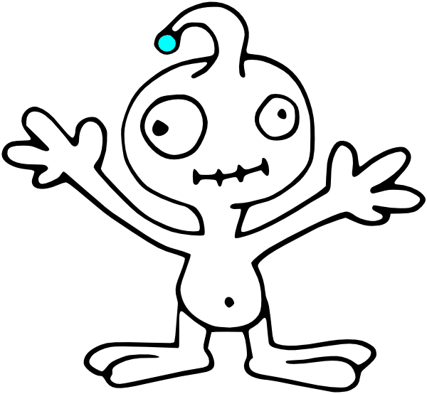 Graphic Freeuse Outline Clip Art At Clker Com Vector - Black And White Clip Art Aliens (600x554), Png Download