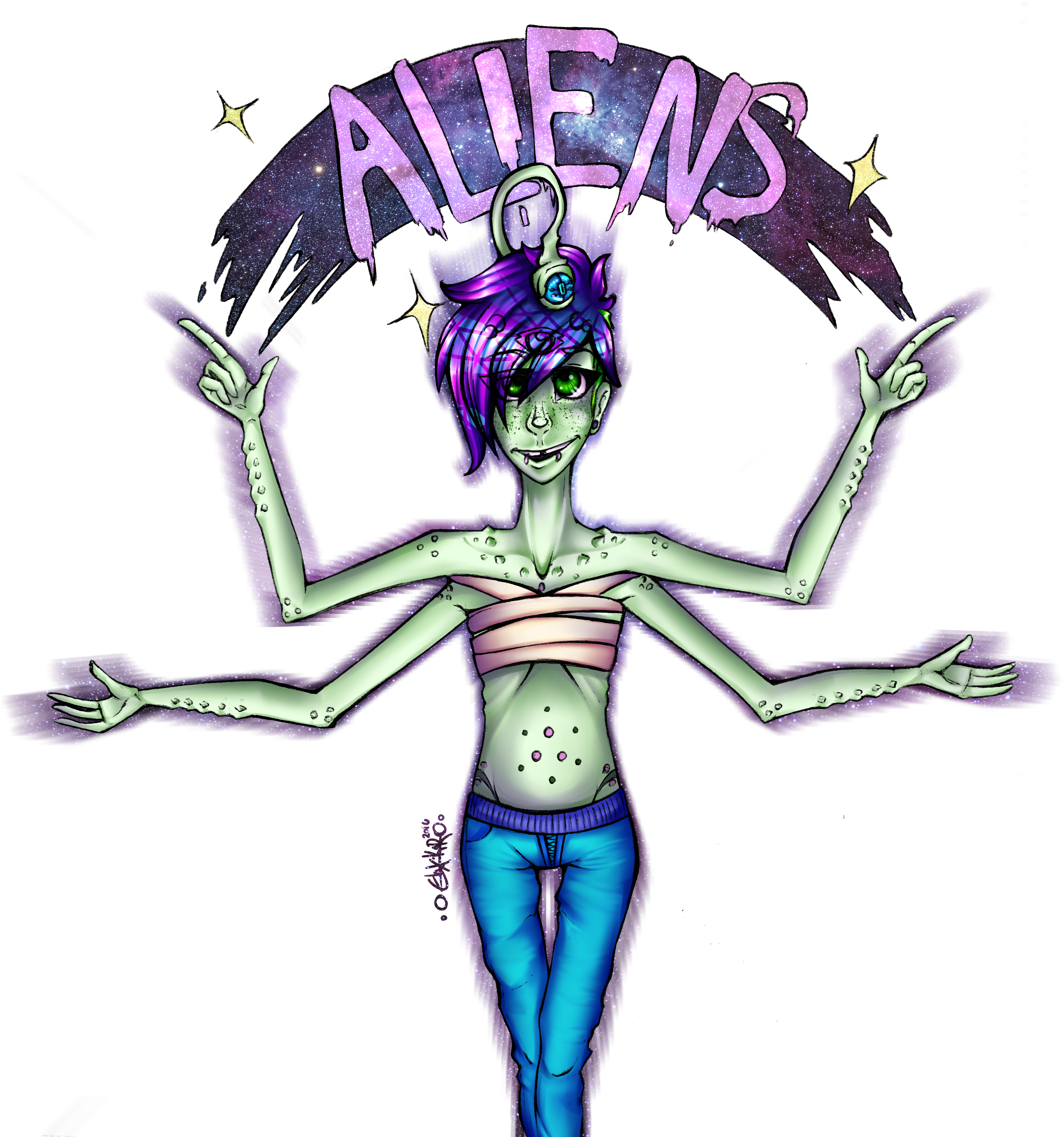 Aliens - Illustration (3709x3787), Png Download