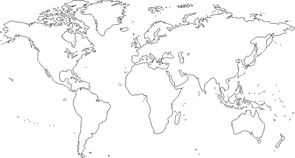 Resultado De Imagem Para Outline Of World Map With - World Map Black And White Blank (522x281), Png Download