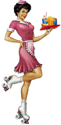 Hop Girl - Waitress Pin Up (381x400), Png Download