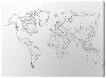 World Map Outline Illustration Canvas Print • Pixers® - Map (400x400), Png Download