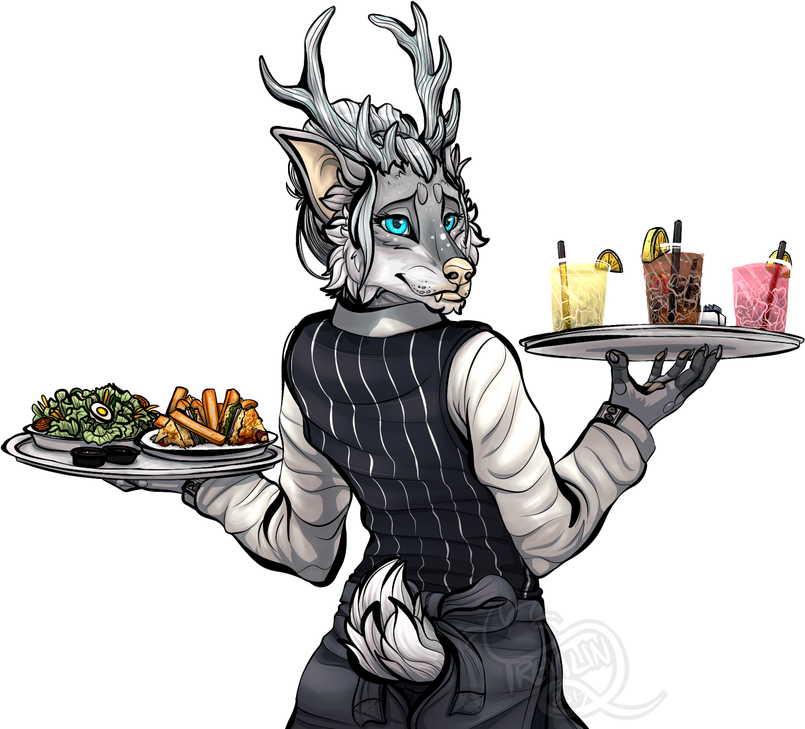 Wolf-deer Waitress - Fur (1677x1472), Png Download