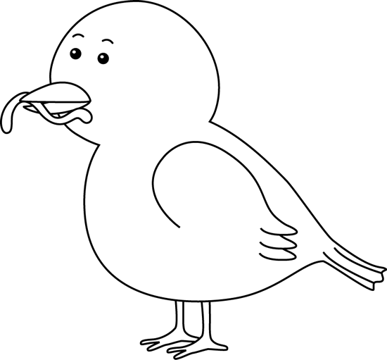 Sea Bird Clipart Bird Beak - Clipart Black And White Birds Eating (550x511), Png Download