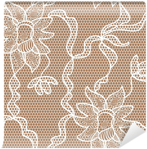Beige Lace Vector Fabric Seamless Pattern With Orchids - Textile (400x400), Png Download