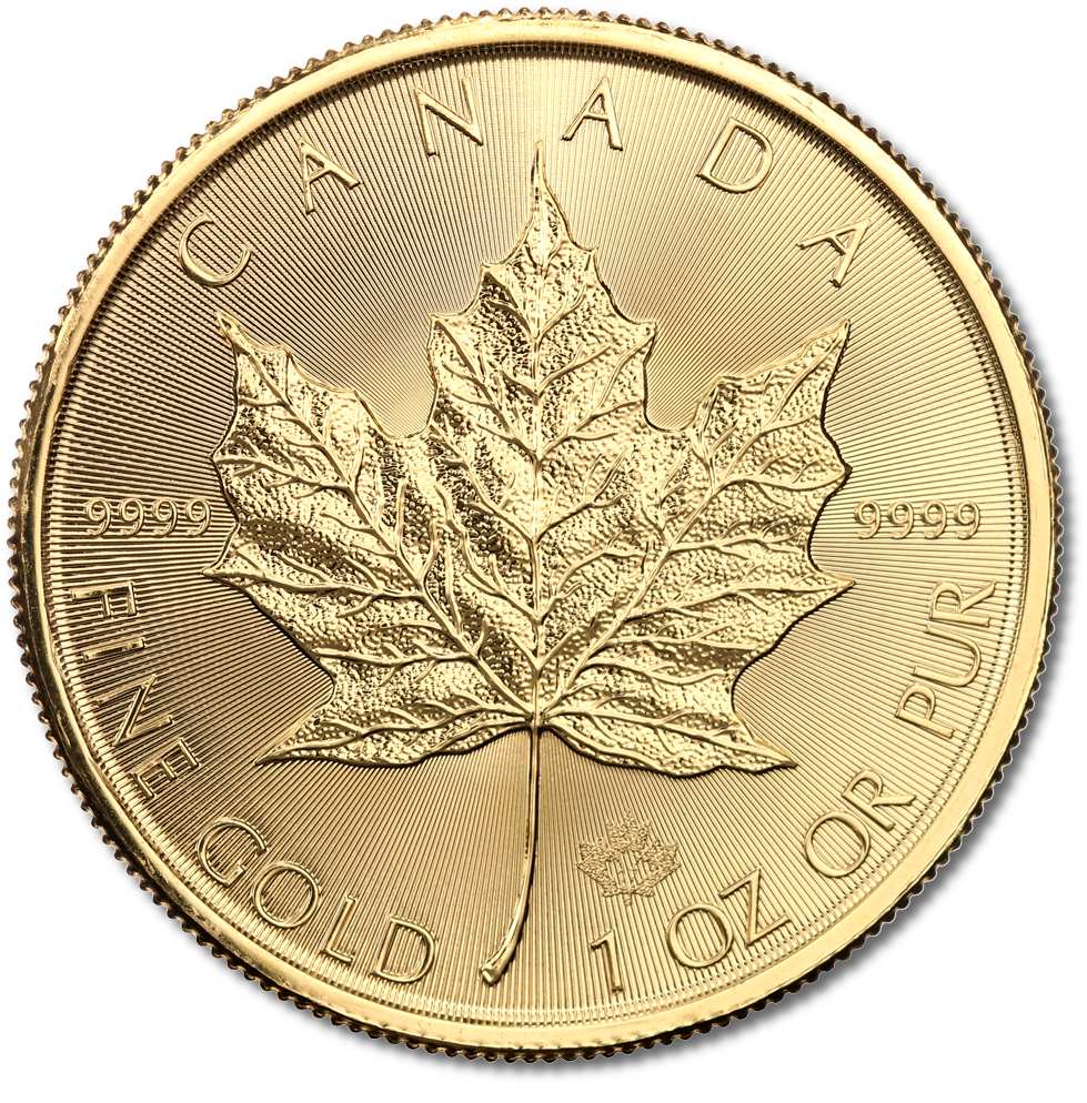 1 Oz Maple Leaf Gold 2017 Reverse - Canadian Gold Maple Leaf (1000x1000), Png Download